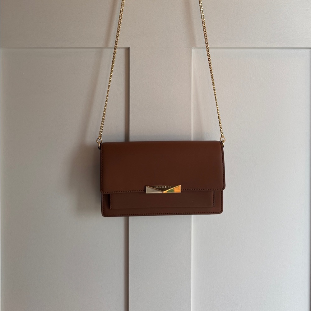 Michael Kors Brown Crossbody Wallet with Gold Chain